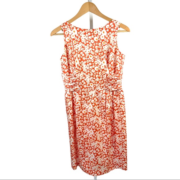 DONNA MORGAN Women’s Silk Sleeveless Floral Print Dress Orange Size 6